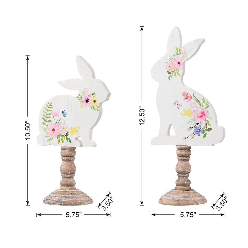 Glitzhome® 12.5" Easter Wooden Bunny Table Décor Set