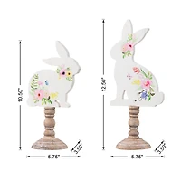 Glitzhome® 12.5" Easter Wooden Bunny Table Décor Set