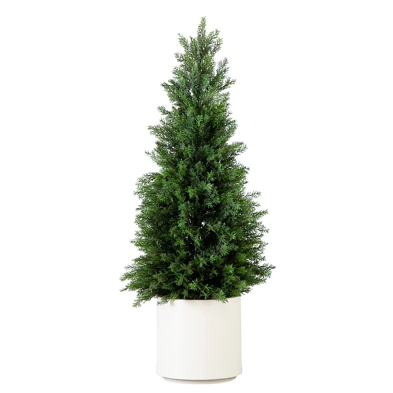 3ft. UV-Resistant Cedar Tree in White Planter