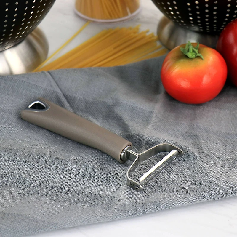 Martha Stewart Taupe Stainless Steel Swivel Peeler Kitchen Utensil