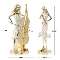 Gold, Cream & Crystal Musician Women Sculpture Set