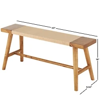 40" Brown Wood Handmade Traditional Home Bench with Rope Wrapped Seat