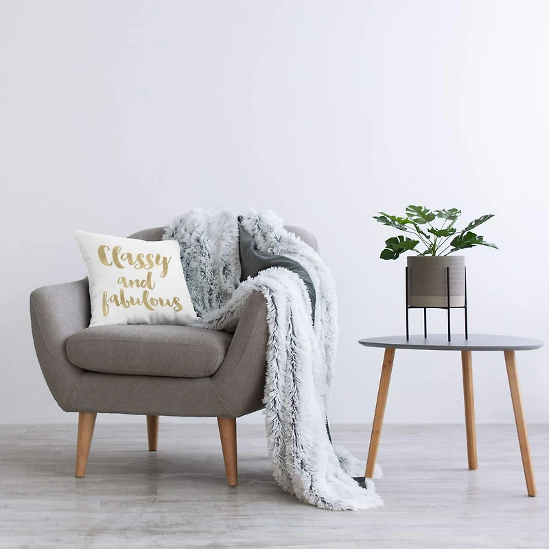 Stupell Industries Classy & Fabulous Glam Calligraphy Phrase Throw Pillow, 18" x 18"