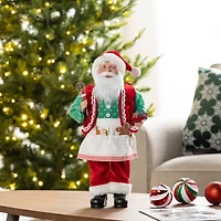 Glitzhome® 18"H Faux Fur Christmas Chef Santa Figurine