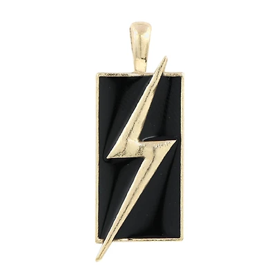 Gold & Black Rectangle Lightning Bolt Pendant by Bead Landing™
