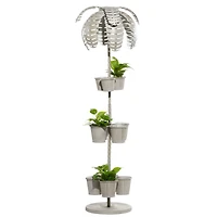 55" Gray Metal Contemporary Palm Tree Planter