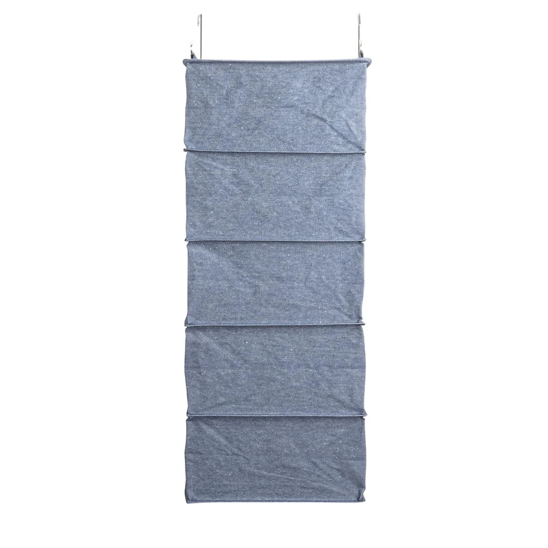 Household Essentials Denim 27" Cotton Blend & Plastic 10 Shelf Closet Shoe Organizer
