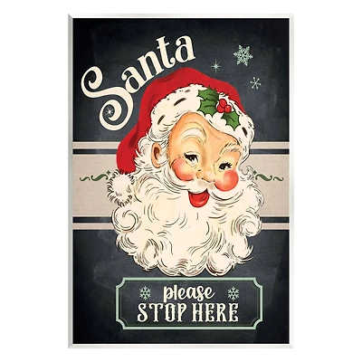 Stupell Industries Santa Please Stop Here Vintage Smiling Wall Plaque Art
