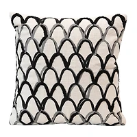 Hello Honey® White & Black Cotton Scallop Pattern Pillow