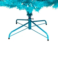 7ft. Pre-Lit Medium Turquoise Pine Artificial Christmas Tree, Clear Lights