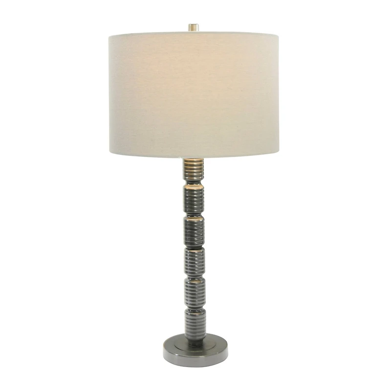 Hello Honey® 28.7" Faceted Aged Pewter Metal Column Table Lamp
