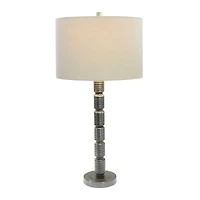 Hello Honey® 28.7" Faceted Aged Pewter Metal Column Table Lamp