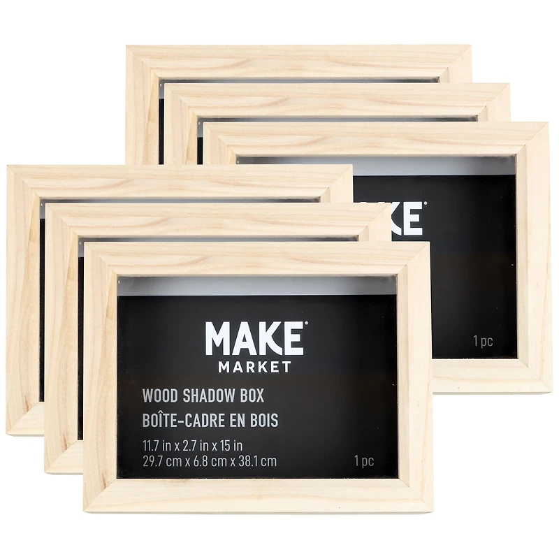 6 Pack: 11.7" x 15" Hinged Wood Shadow Box by Make Market®