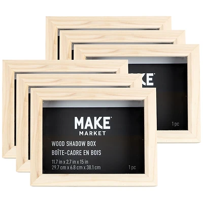 6 Pack: 11.7" x 15" Hinged Wood Shadow Box by Make Market®