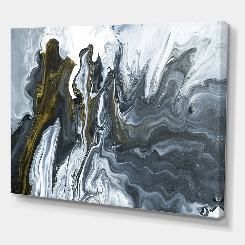 Designart - Grey, Yellow and White Hand Painted Marble Acrylic