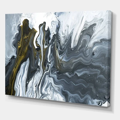 Designart - Grey, Yellow and White Hand Painted Marble Acrylic
