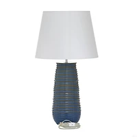 Blue Ceramic Rustic Table Lamp, 28" x 15" x 15"