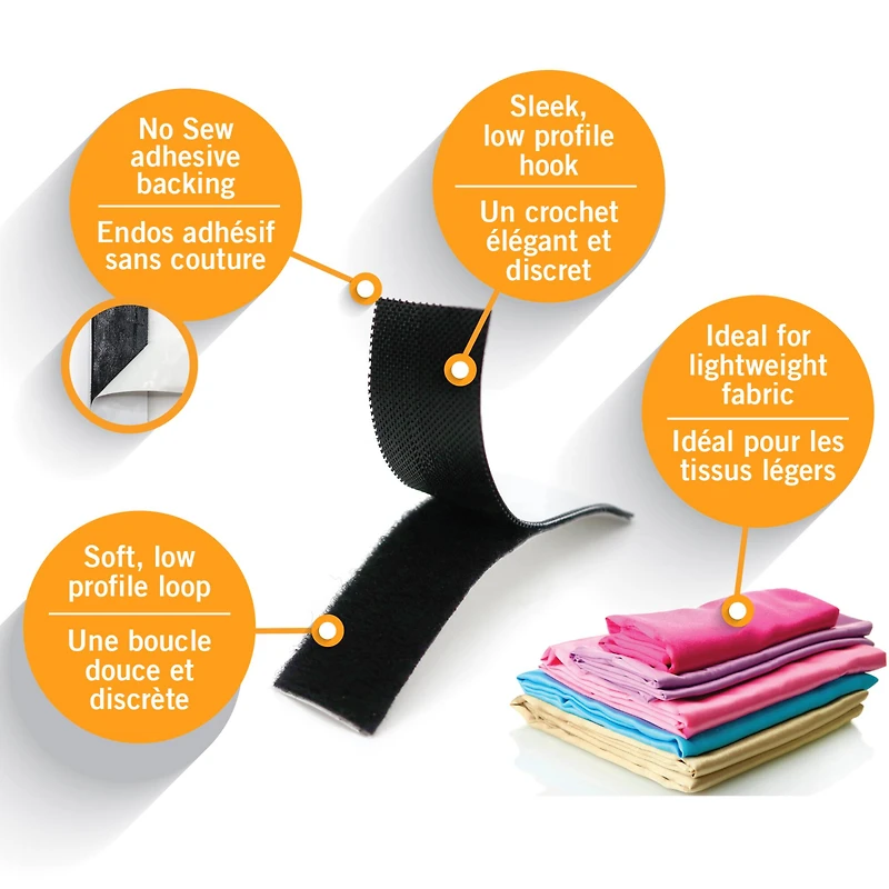 VELCRO® Brand Sleek & Thin™ Stick On Black Fastener Roll