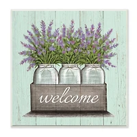 Stupell Industries Purple Lavender Florals in Jars Welcome Sentiments, 12" x 12"