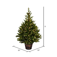 5ft. Pre-Lit Reeder Pine Artificial Christmas Tree In Barrel Planter, Clear Dura-Lit® LED Lights