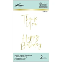Spellbinders® Stylish Script Thank You & Happy Birthday Glimmer Hot Foil Plate Set