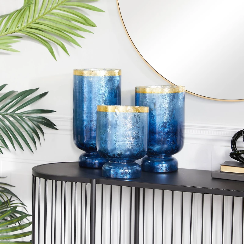 Blue Coastal Candle Holder Set