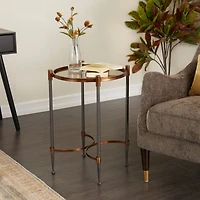 25" Black Iron Traditional Accent Table