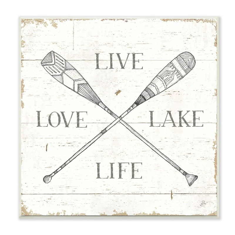 Stupell Industries Live Love Lake Life Oars Country Word Design Wood Wall Plaque