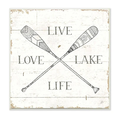 Stupell Industries Live Love Lake Life Oars Country Word Design Wood Wall Plaque