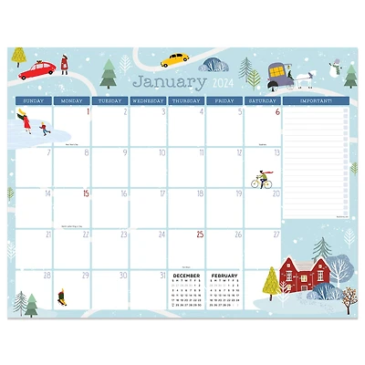 TF Publishing 2024 Folk Love Desk Pad Monthly Blotter Calendar