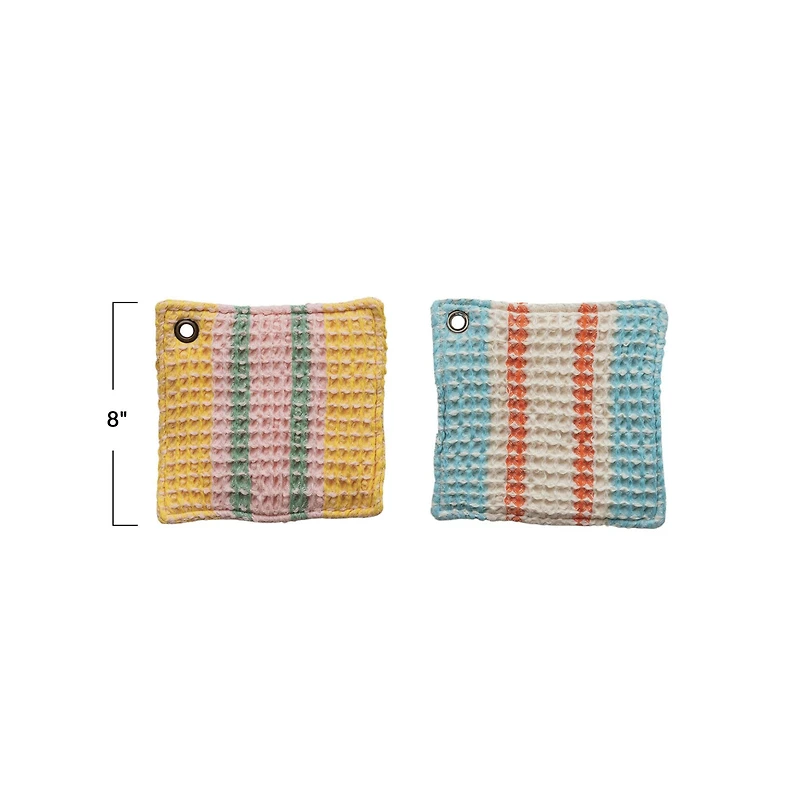 Hello Honey® Stripes Cotton Waffle Weave Pot Holders with Grommets Set