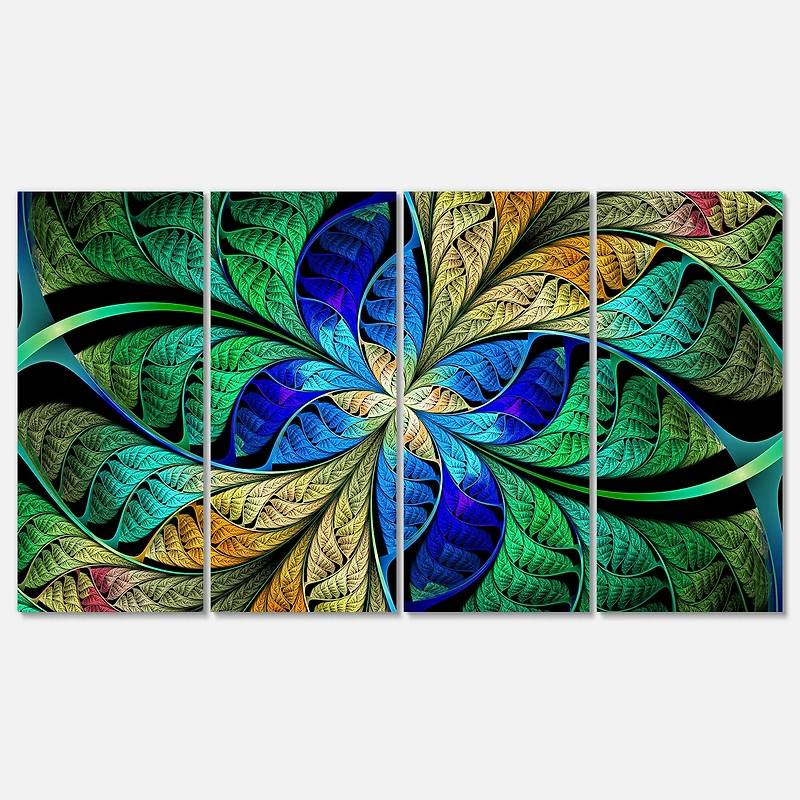 Designart - Blue Green Fractal Flower Petals