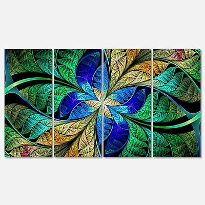 Designart - Blue Green Fractal Flower Petals