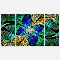 Designart - Blue Green Fractal Flower Petals