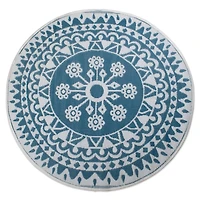 DII® Round Blue Floral Outdoor Rug, 5ft.