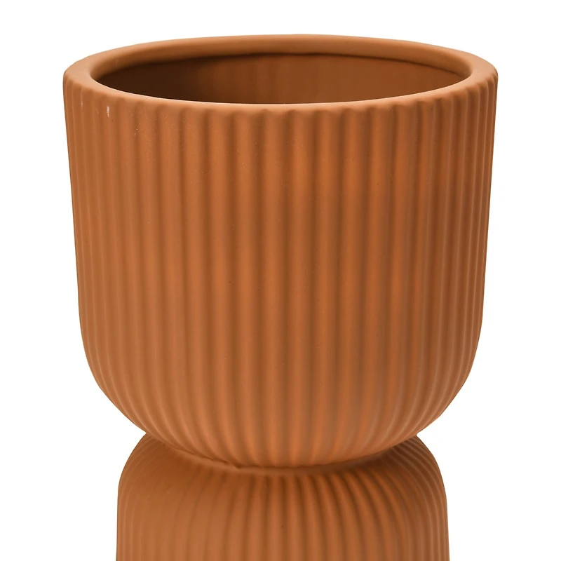 Hello Honey® 8" Latex Glaze Stoneware Pleated Footed Planter