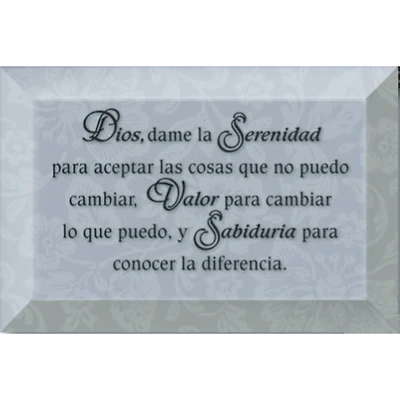 Dios Dame La Serenidad: Serenity Prayer Glass Plaque with Easel