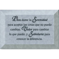 Dios Dame La Serenidad: Serenity Prayer Glass Plaque with Easel