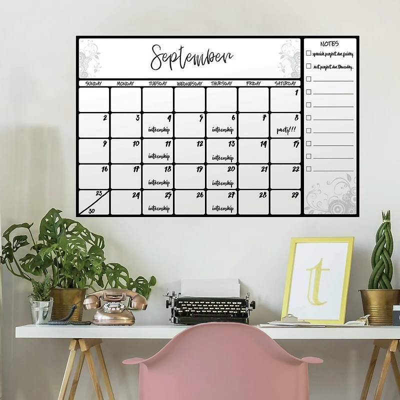 RoomMates Scroll Dry Erase Calendar Peel & Stick Decal