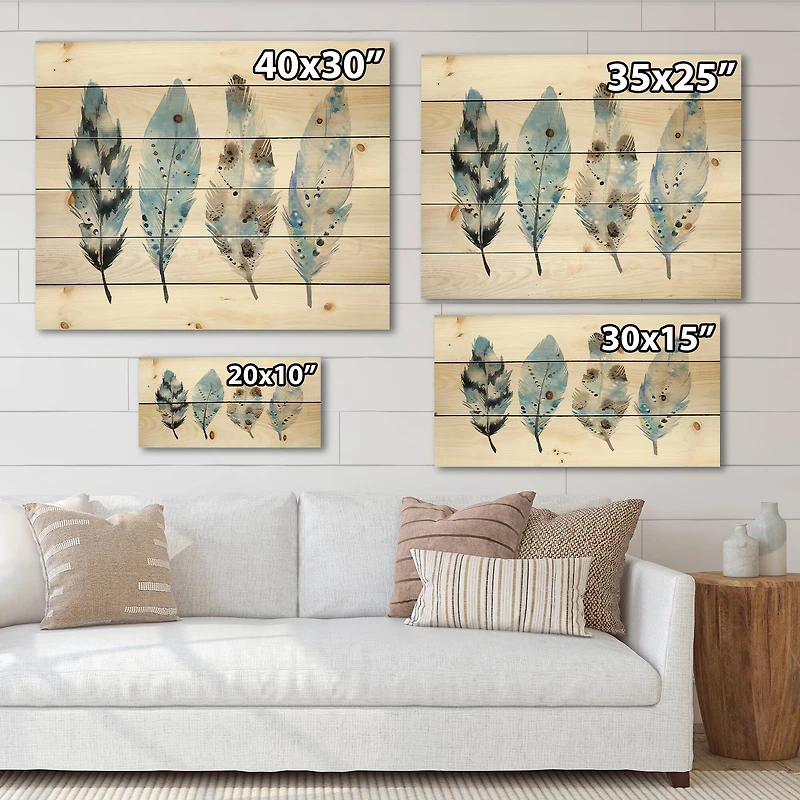 Designart - Blue Boho Feathers I