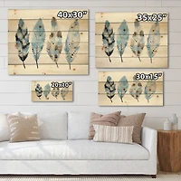 Designart - Blue Boho Feathers I