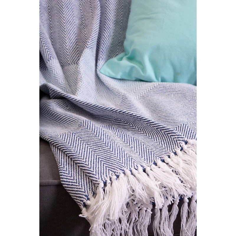 DII® Blue Stripe Herringbone Throw