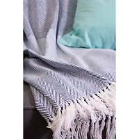 DII® Blue Stripe Herringbone Throw