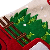 Glitzhome® 21" Embroidered Red Truck Linen Christmas Stocking