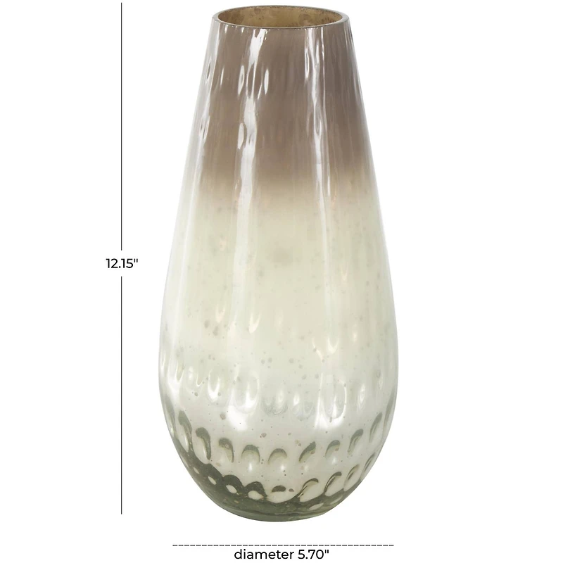 12.25" Brown Glass Ombre Vase with Spotted Concaved Details & Speckled Accents
