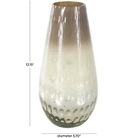 12.25" Brown Glass Ombre Vase with Spotted Concaved Details & Speckled Accents