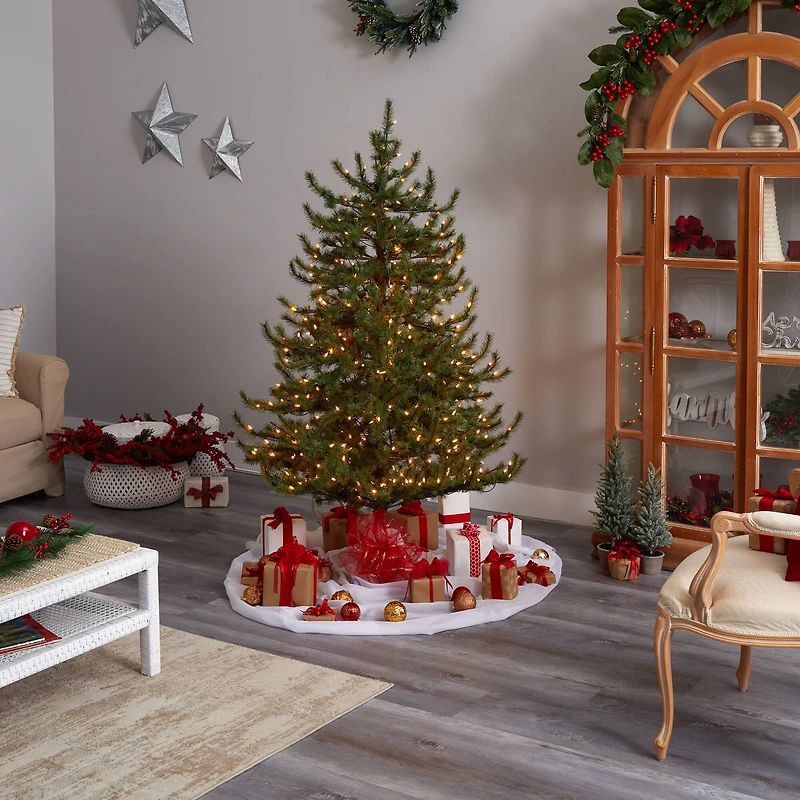 6ft. Pre-Lit Vancouver Mountain Pine Artificial Christmas Tree, Clear Lights