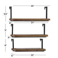 Brown & Black Industrial Wall Shelf Set