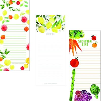 JAM Paper Fruits & Veggies Assorted Magnetic Shopping List Pads, 3ct.