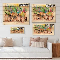 Designart - Lavender Flowers On Ancient Cart